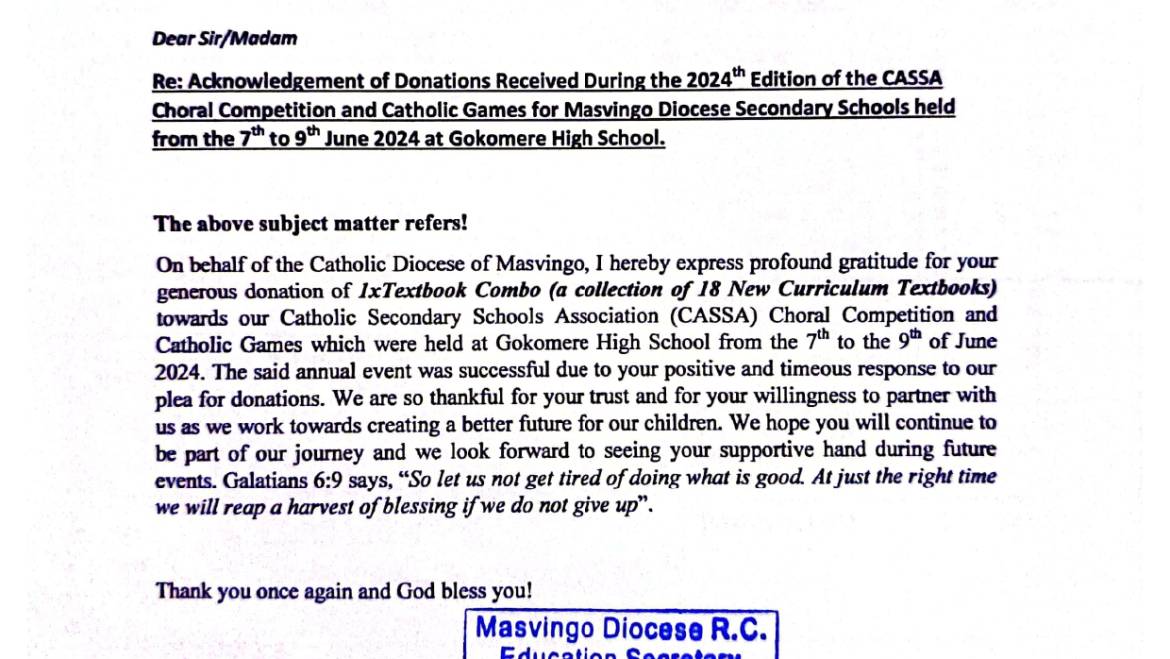 CASSA Acknowledgement